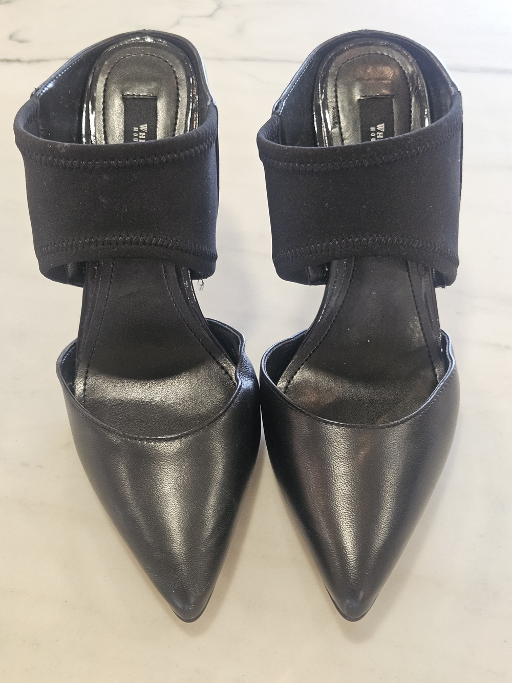 White House Black Market "Veruca" Pointed Toe Stiletto Heeled Mules